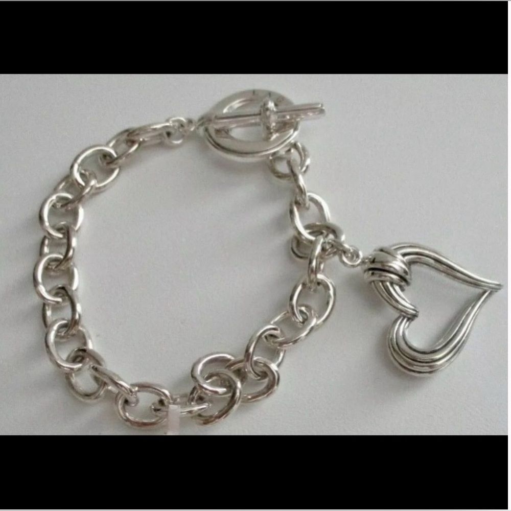 Lagos Sterling Silver Ss 925 Open Heart Charm Toggle Bracelet Euc 495$